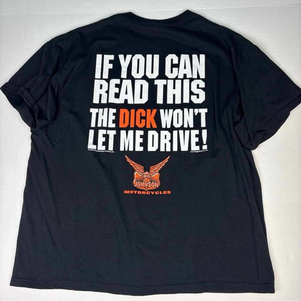 Vintage Big Johnson Motorcycles XXL Shirt Black If You Can Read Won’t Let Drive